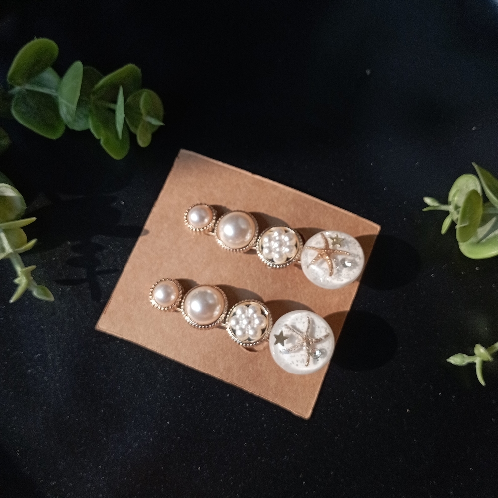 Gold Starfish Romantic Pearlcore Hair Clips - Picture 5 of 13